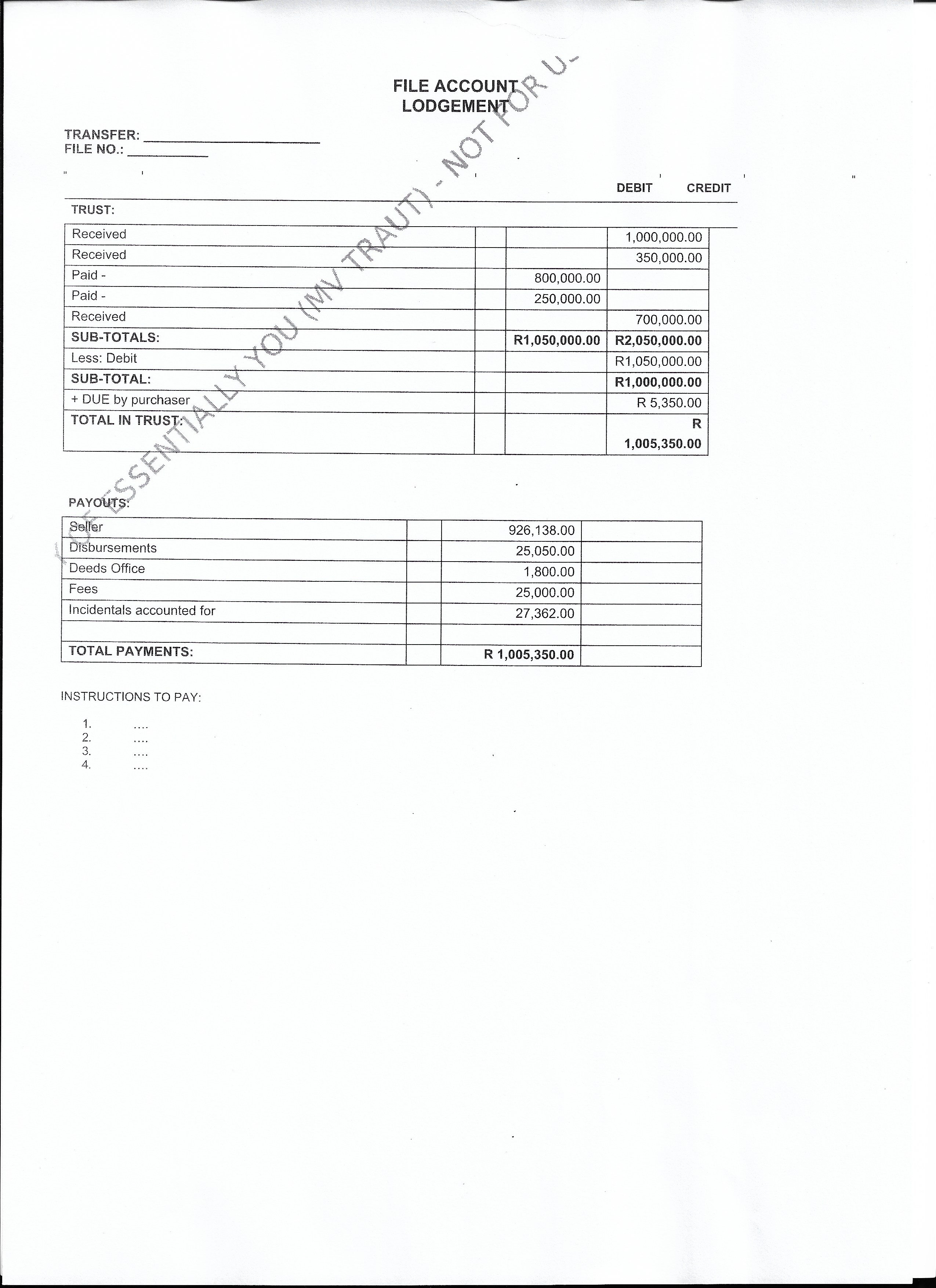 Sample File Account - Conveyancing